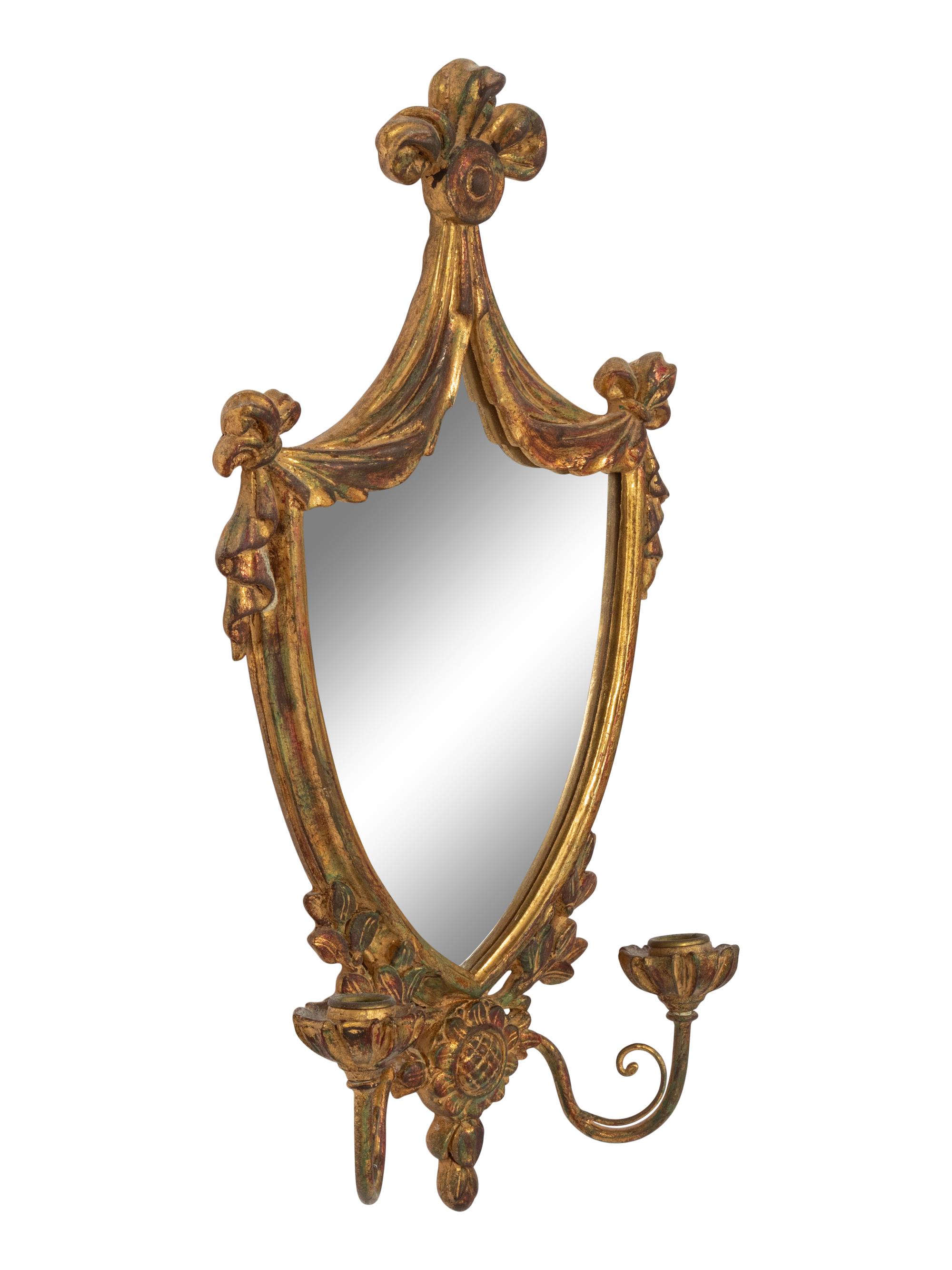 A Pair of Italian Giltwood Girandole Mirrors