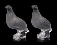 A Pair of Lalique Quail Figures