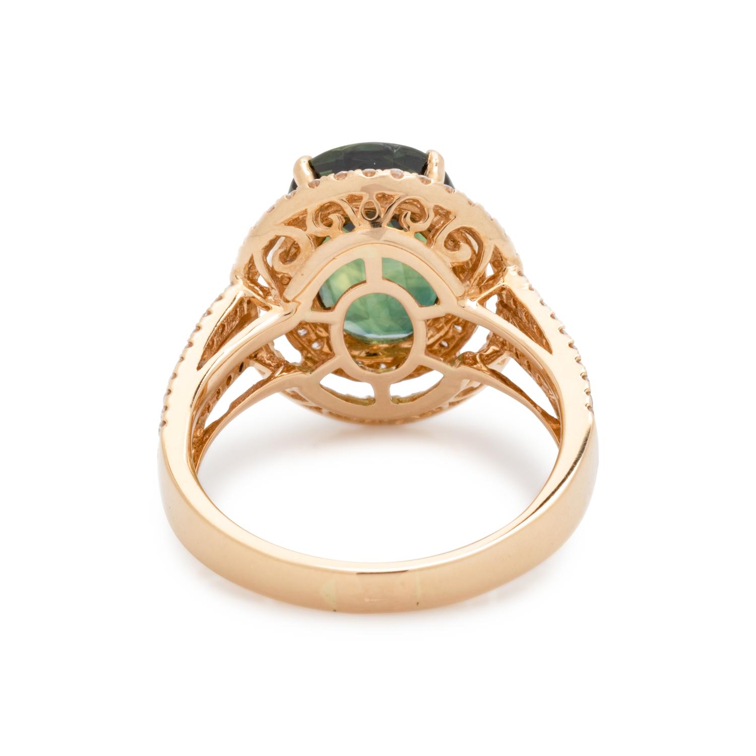 GREEN SAPPHIRE AND DIAMOND RING