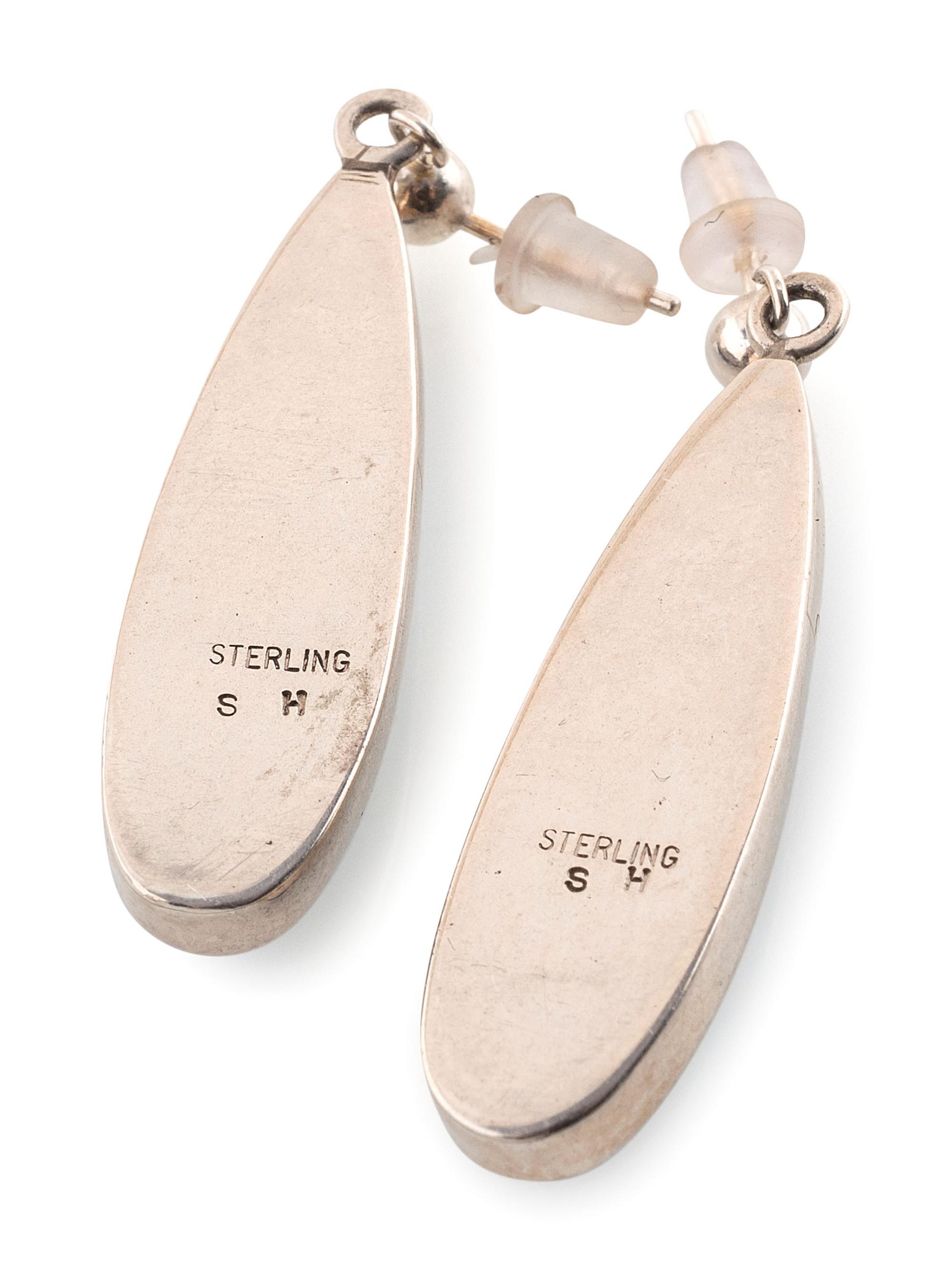 Navajo and Southwestern-style Silver Earrings in Shades of Blue