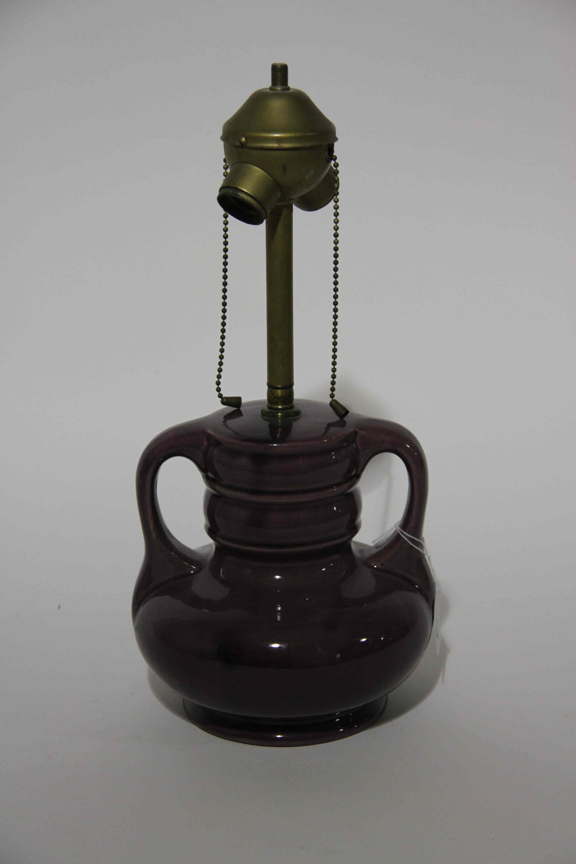 A Haeger Pottery Lamp Base Height of base 7 1/2 inches. — 1918