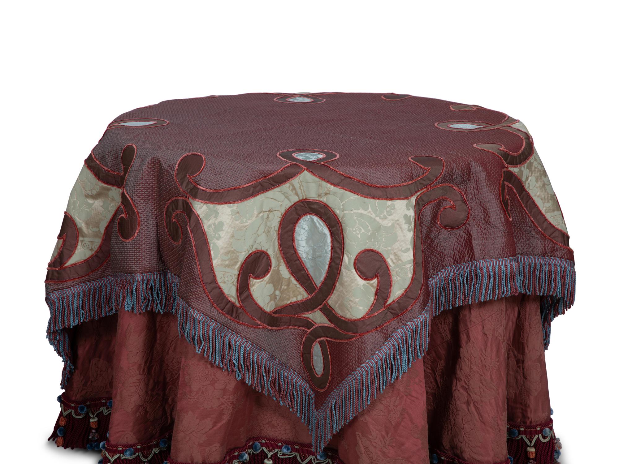 A Pair of Fabric-Covered Circular Side Tables