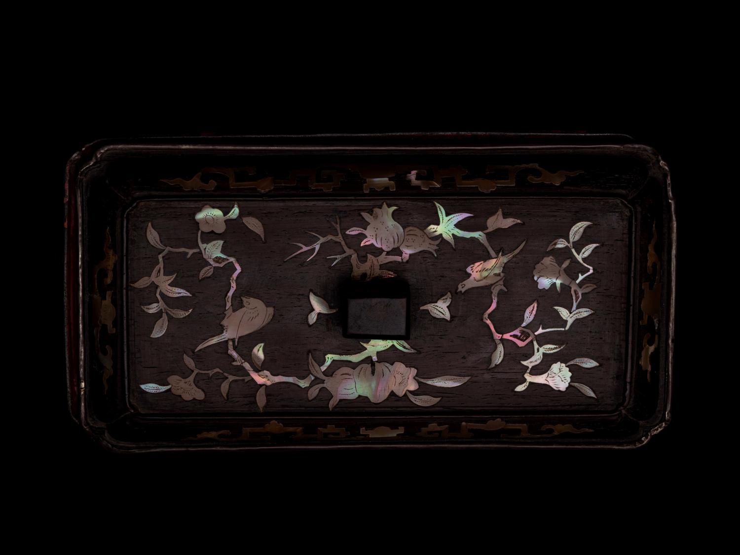 Two Mother-of-Pearl Inlaid Hardwood Scholar's Articles