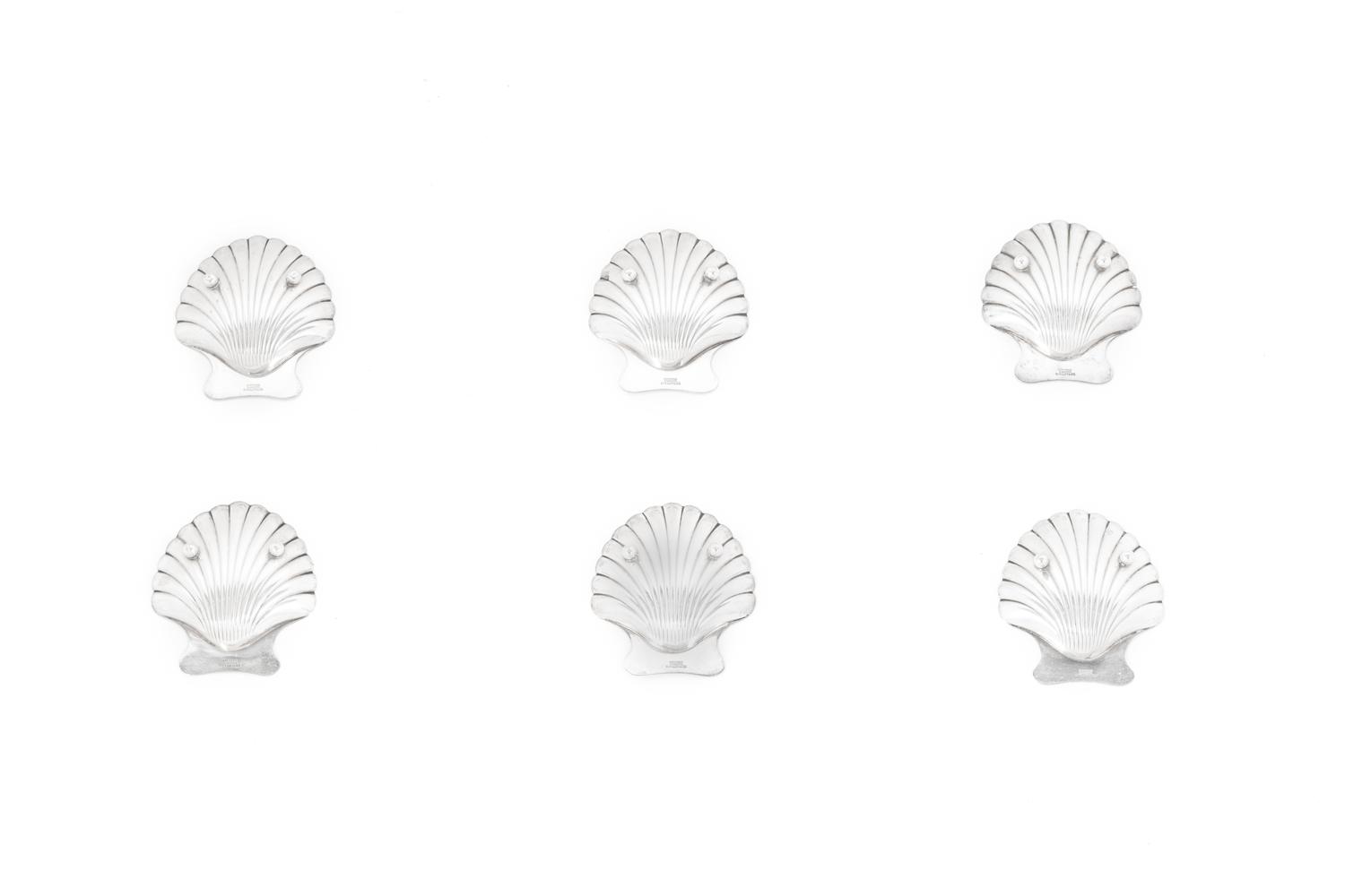 Six Silver Shell-Form Salt Cellars by Tiffany & Co.