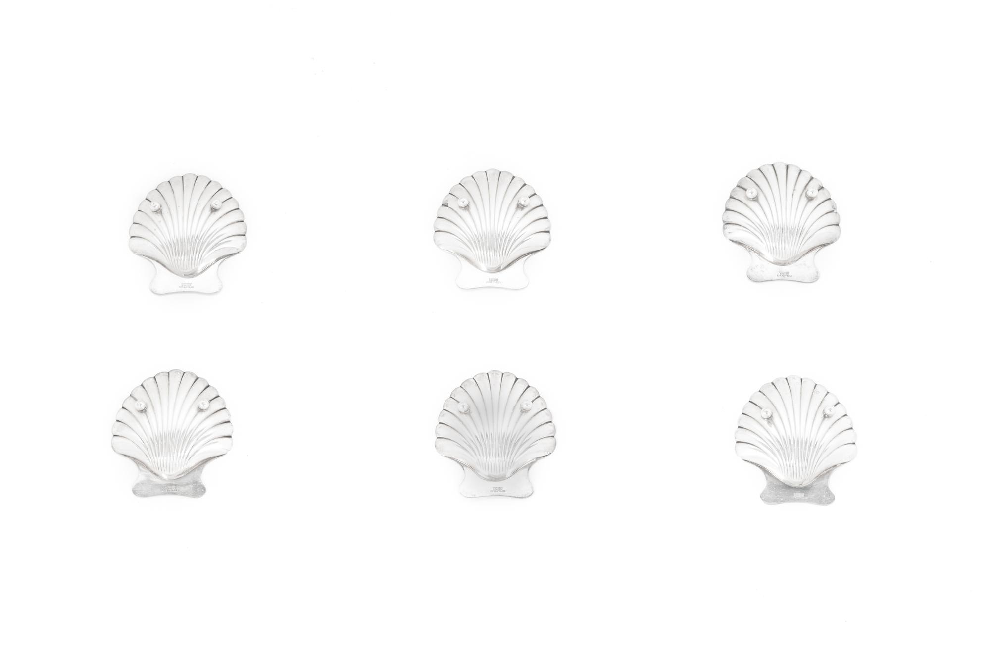 Six Silver Shell-Form Salt Cellars by Tiffany & Co.