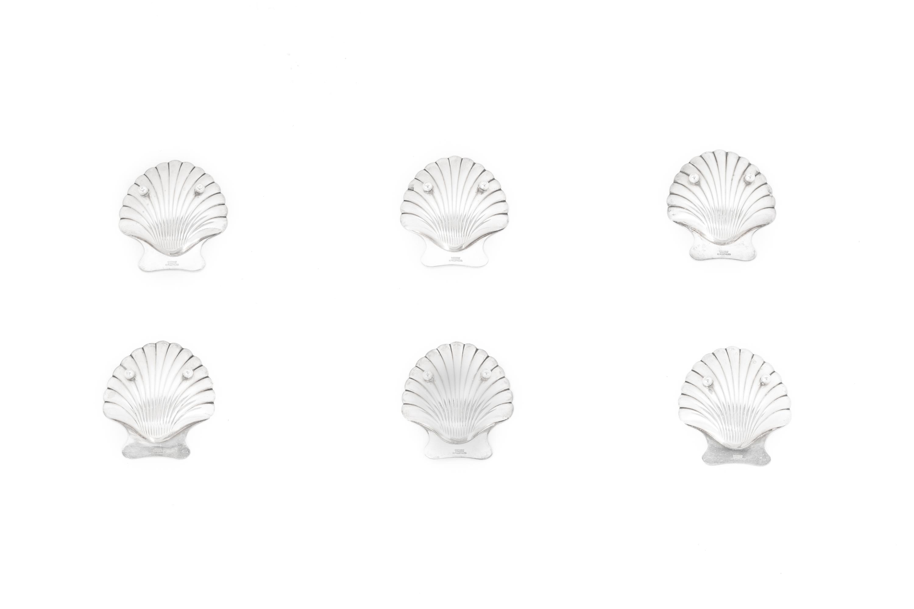 Six Silver Shell-Form Salt Cellars by Tiffany & Co.
