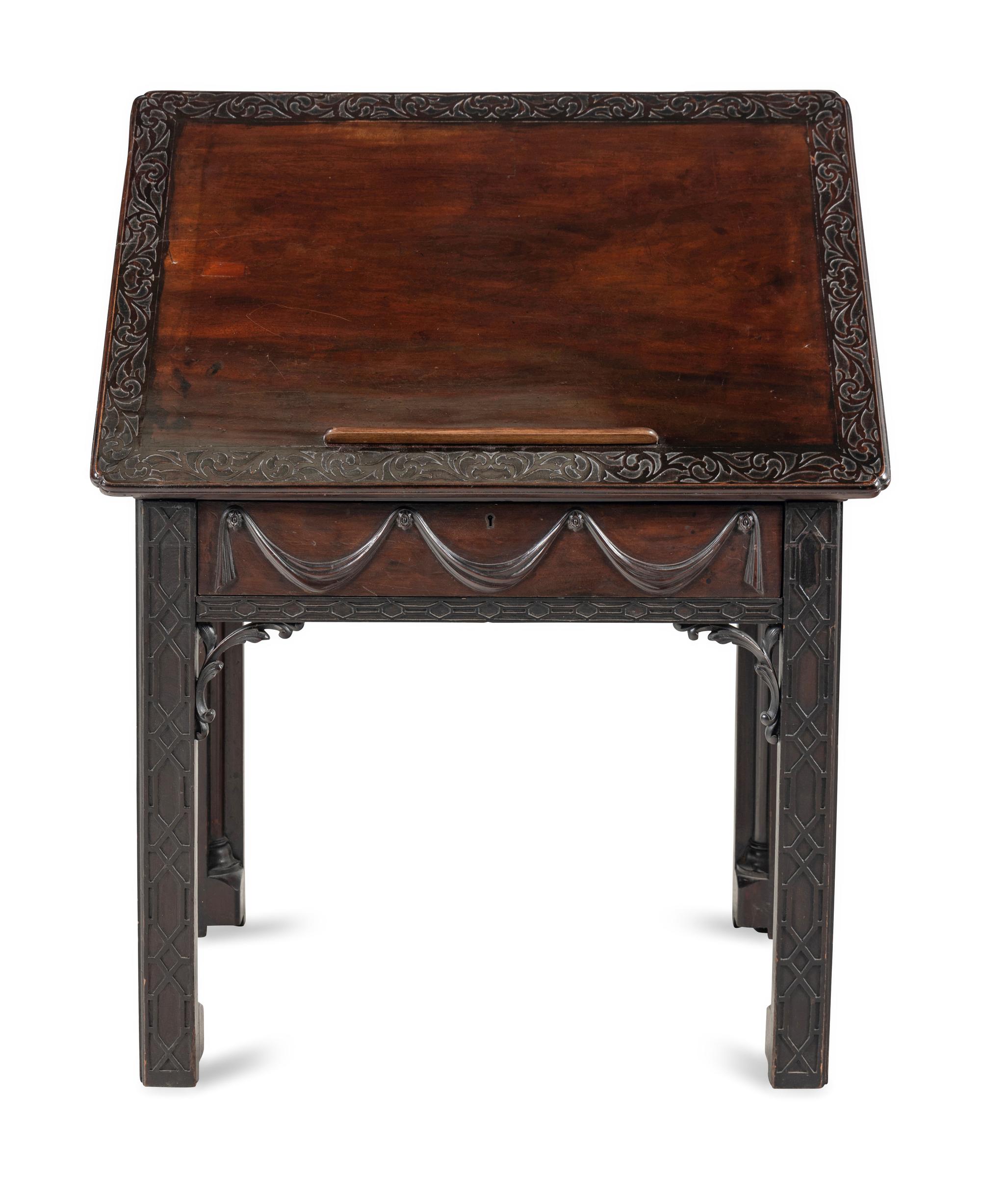 A George III Carved Mahogany Architect's Desk