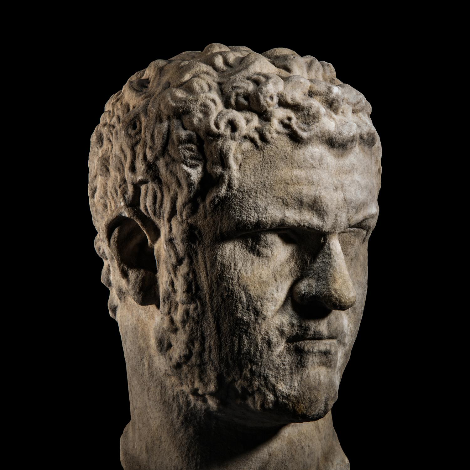 A Roman Marble Portrait Head of the Emperor Caracalla