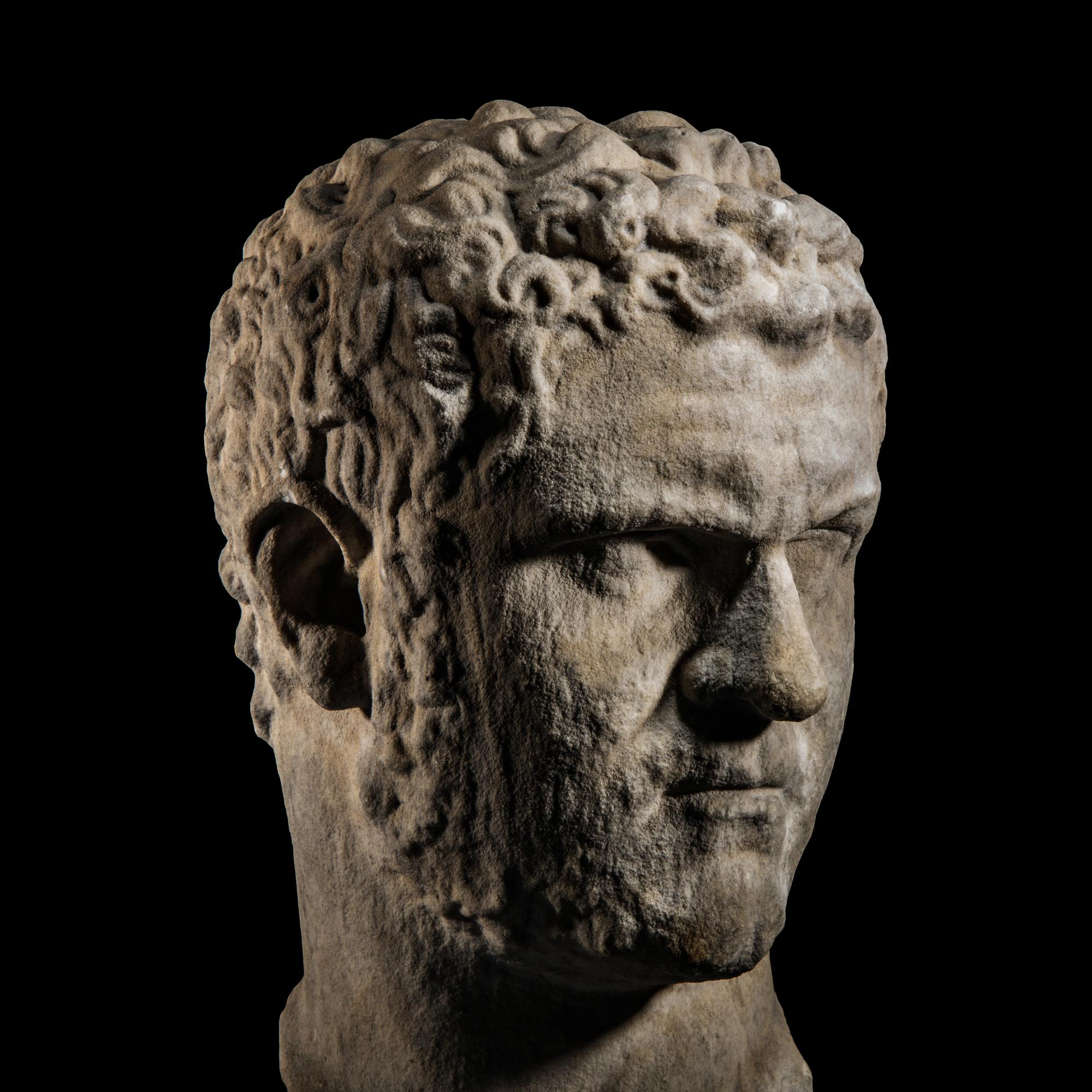 A Roman Marble Portrait Head of the Emperor Caracalla