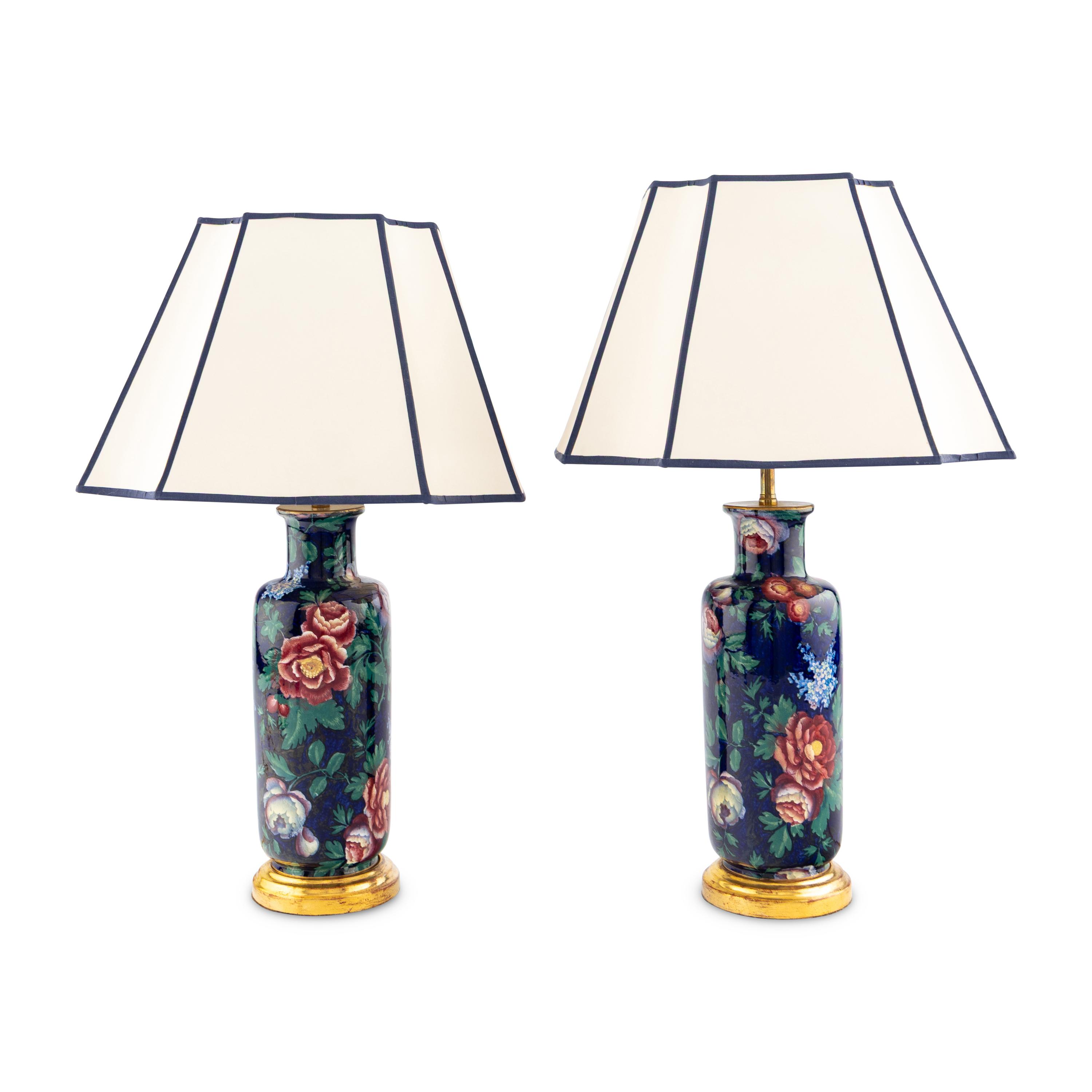 A Pair of Porcelain Vases Mounted as Lamps