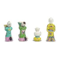 A Group of Four Chinese Export Famille Rose Laughing "Boy" Figures, Late 18th/Early 19th Century 清中期 外銷粉彩童子四件