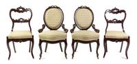 A Victorian Mahogany Parlor Suite Height of settee 44 x width 62 x depth 27 inches. — 19TH CENTURY