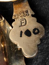 Mexican Silver Necklace and Floral Brooches/Pins