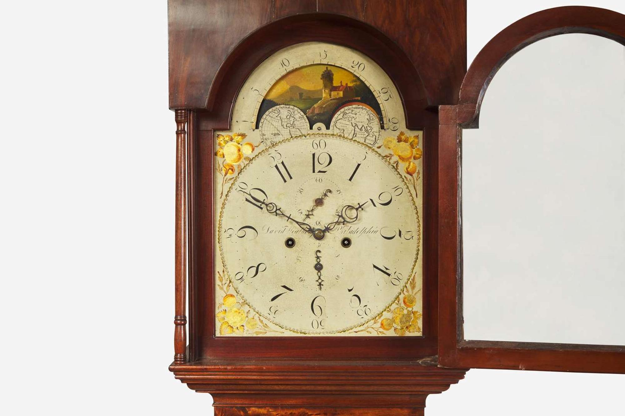 A late Federal mahogany tall case clock, dial and movement by David Weatherly, Sr. (1779-1851) Philadelphia, PA, circa 1820