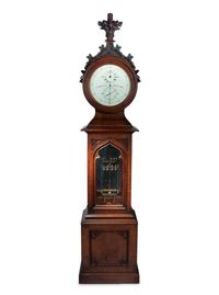 A Gothic Revival Carved Mahogany Tall Case No. 24 Astronomical Regulator