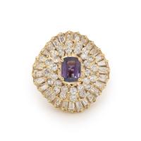 SAPPHIRE, DIAMOND, AND YELLOW GOLD BALLERINA RING