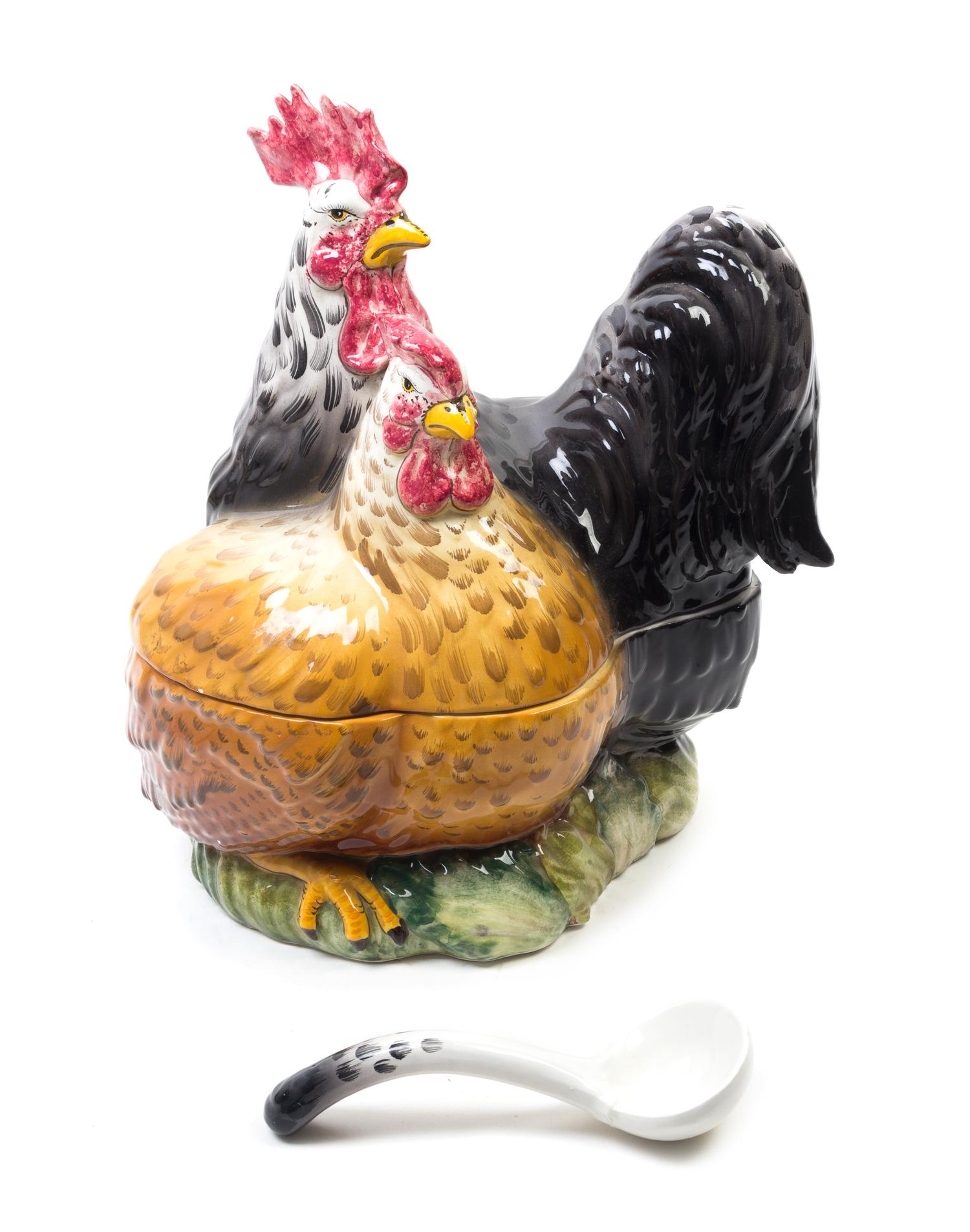 An Italian Faience Tureen, Cover and Ladle Height of tureen 16 3/4 inches.