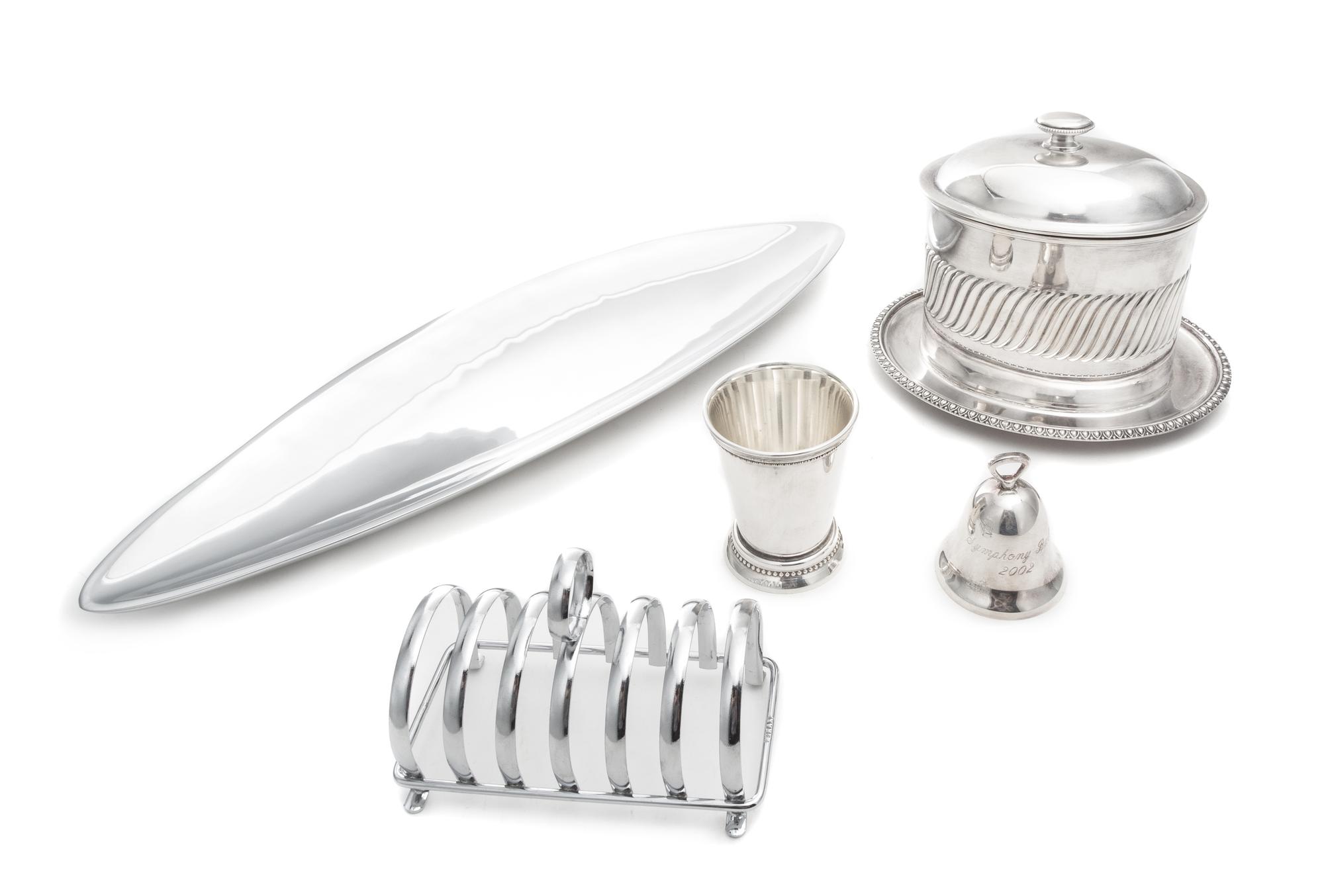 A Group of Three Silver-Plate Articles, Various Makers, comprising a silver-plate biscuit box, a silver-plate julep cup and a silver-pl