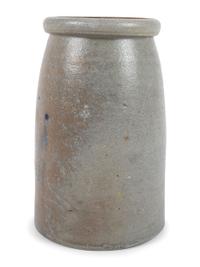 Three Western Pennsylvania Cobalt-Striped Stoneware Canning Jars
