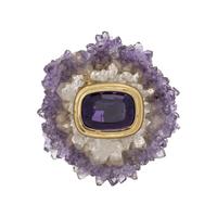 QUARTZ AND AMETHYST BROOCH