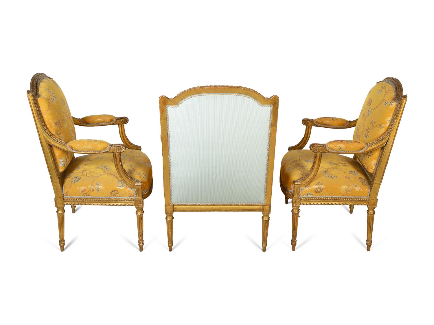 A Louis XVI Giltwood Six-Piece Salon Suite