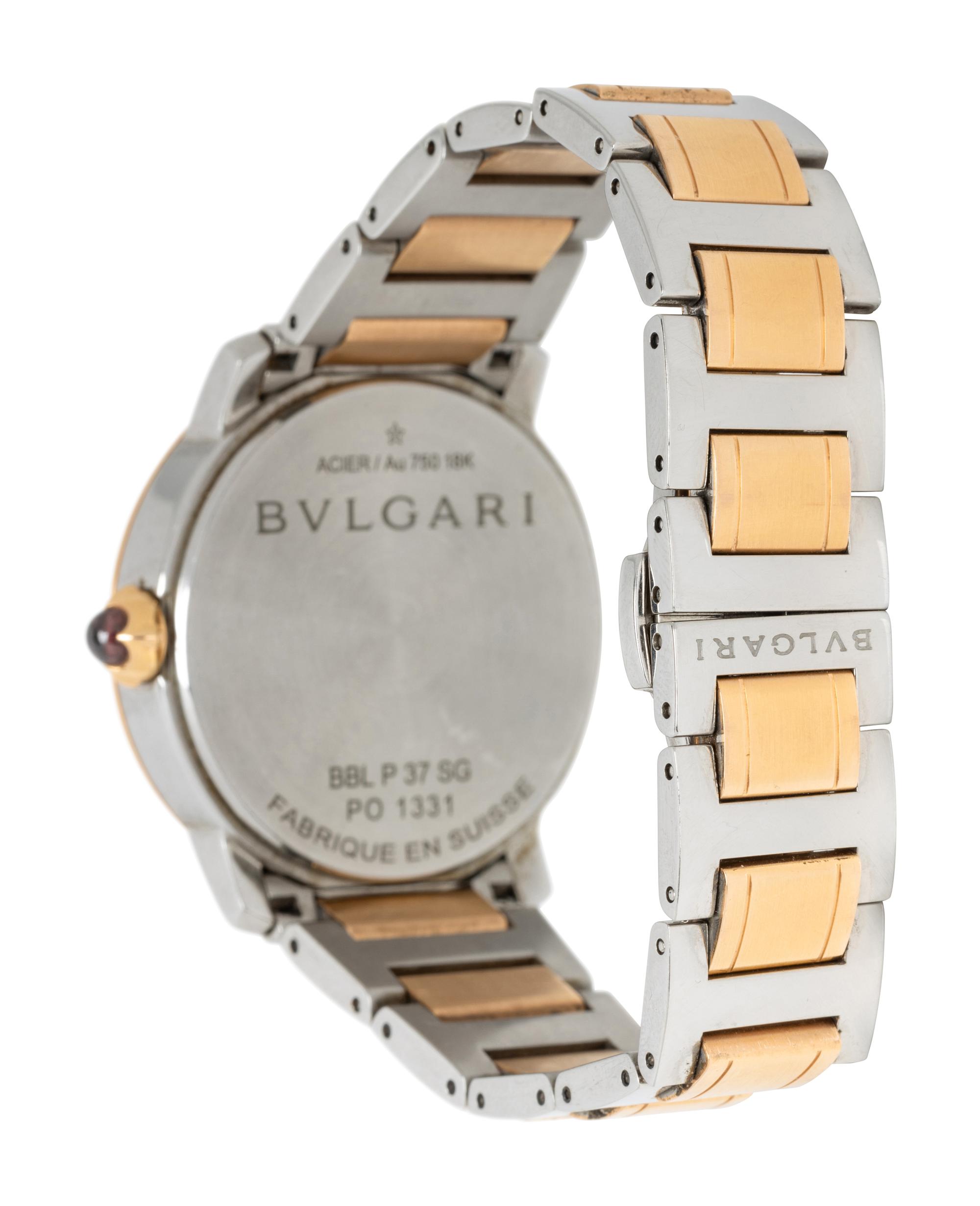 BULGARI, REF. BBL P 37 SG STAINLESS STEEL AND 18K ROSE GOLD WATCH