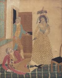 Anglo-French School 18th Century, A Needlework Picture: The Revolutionary Assassination of Jean-Paul Marat