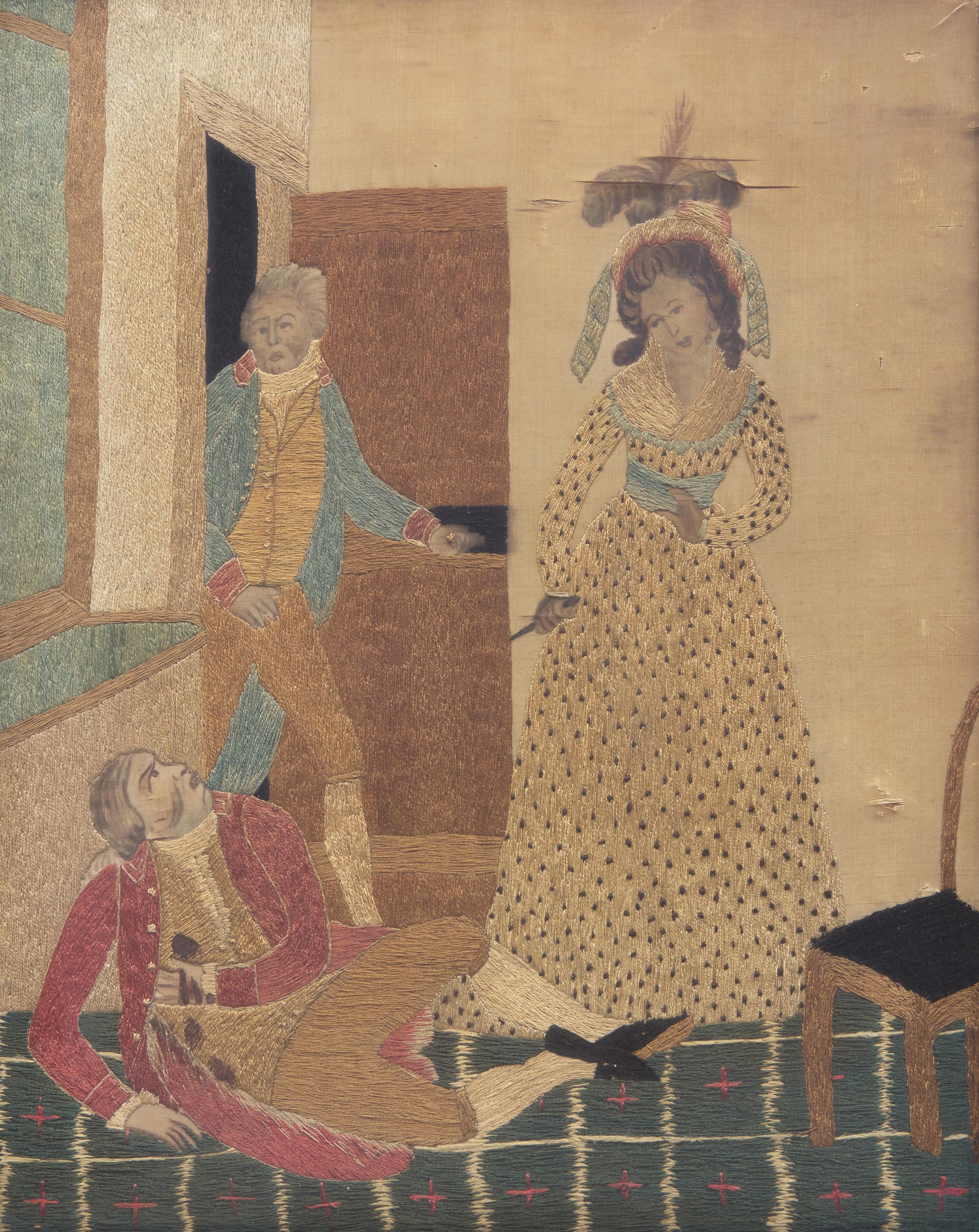 Anglo-French School 18th Century, A Needlework Picture: The Revolutionary Assassination of Jean-Paul Marat