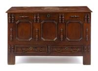 A George I Oak Coffer Height 31 x width 48 3/4 x depth 20 1/2 inches. — EARLY 18TH CENTURY