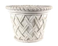 A Group of Five Concrete Planters Height of larger 15 1/2 inches x diameter 21 inches.