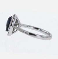 Sapphire, Diamond, and 18K White Gold Chow Tai Fook Ring