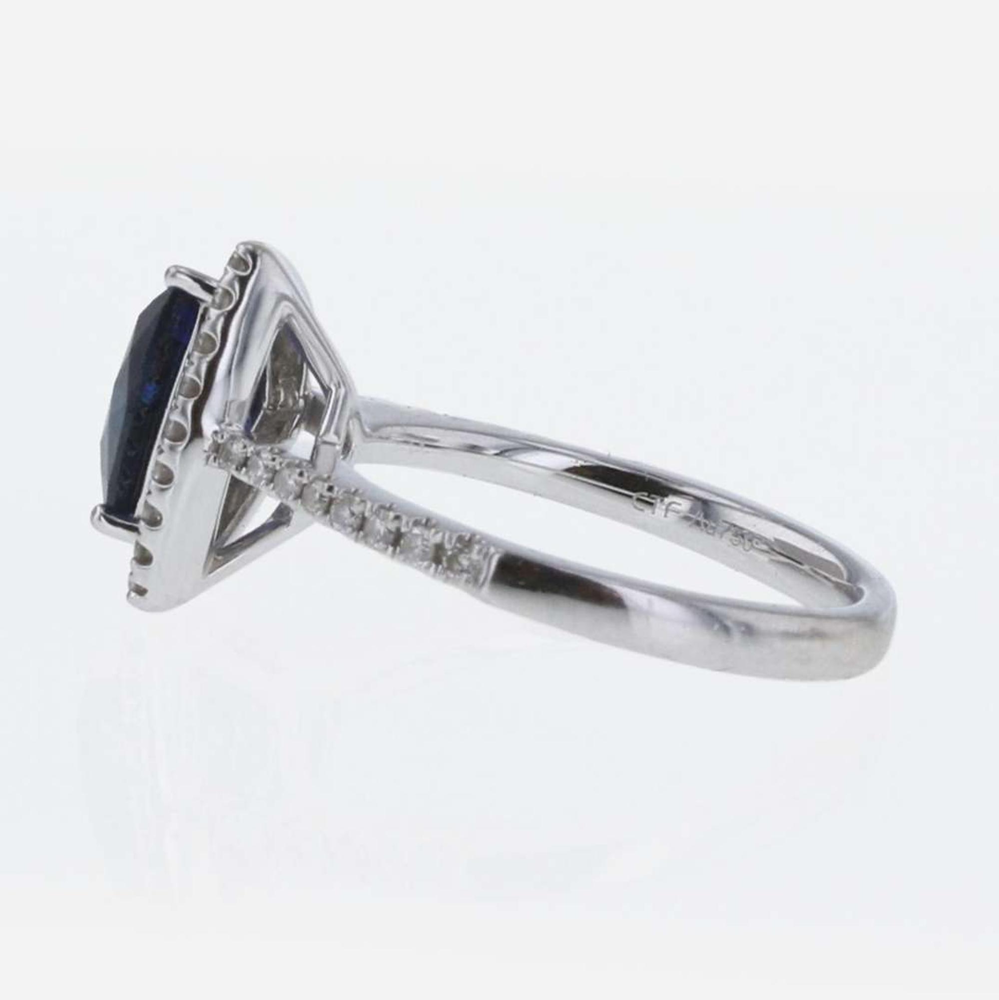 Sapphire, Diamond, and 18K White Gold Chow Tai Fook Ring