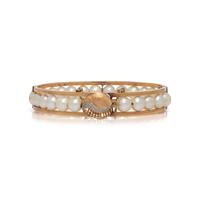 CULTURED PEARL, CRYSTAL, AND YELLOW GOLD BRACELET