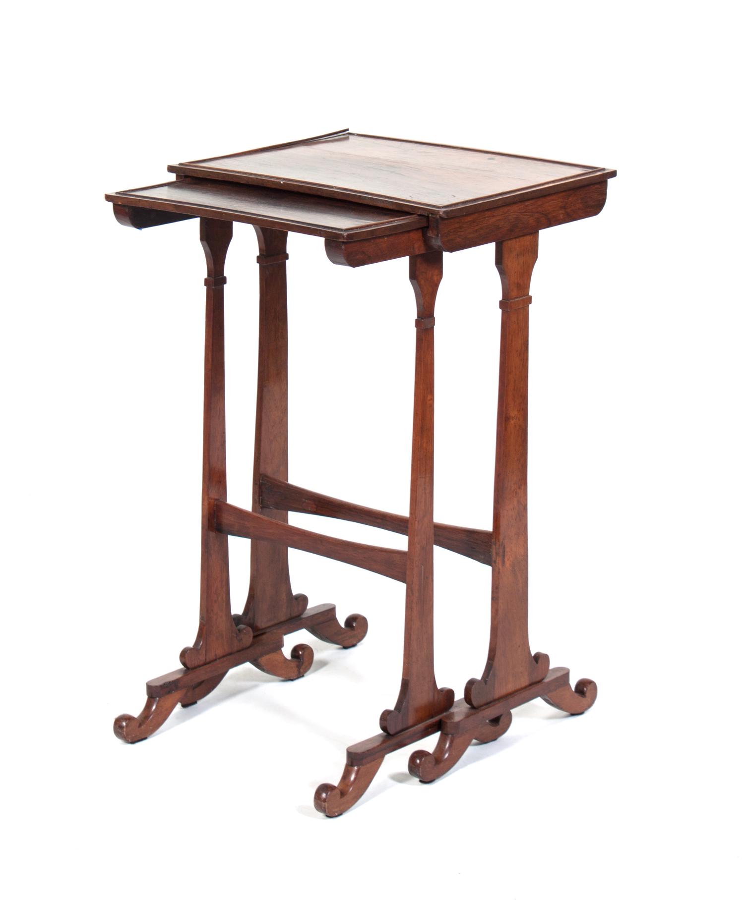 A Set of Nesting Tables Height of largest 28 1/2 x width 17 1/2 x depth 15 3/4 inches.