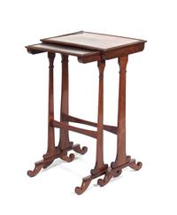 A Set of Nesting Tables Height of largest 28 1/2 x width 17 1/2 x depth 15 3/4 inches.