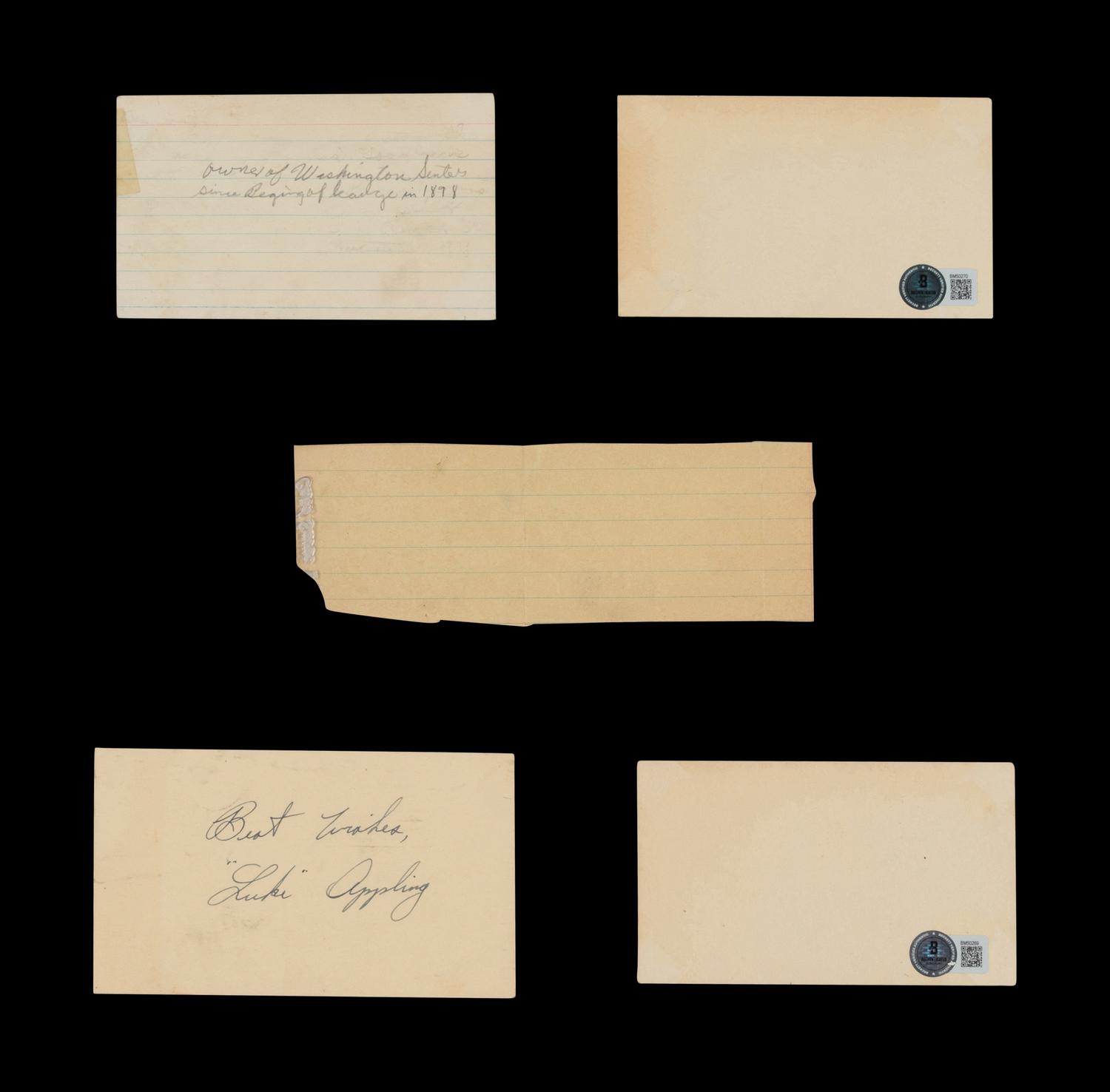 A Collection of Vintage Baseball Hall of Fame Signed Autograph Cuts (Beckett Authentication Services)