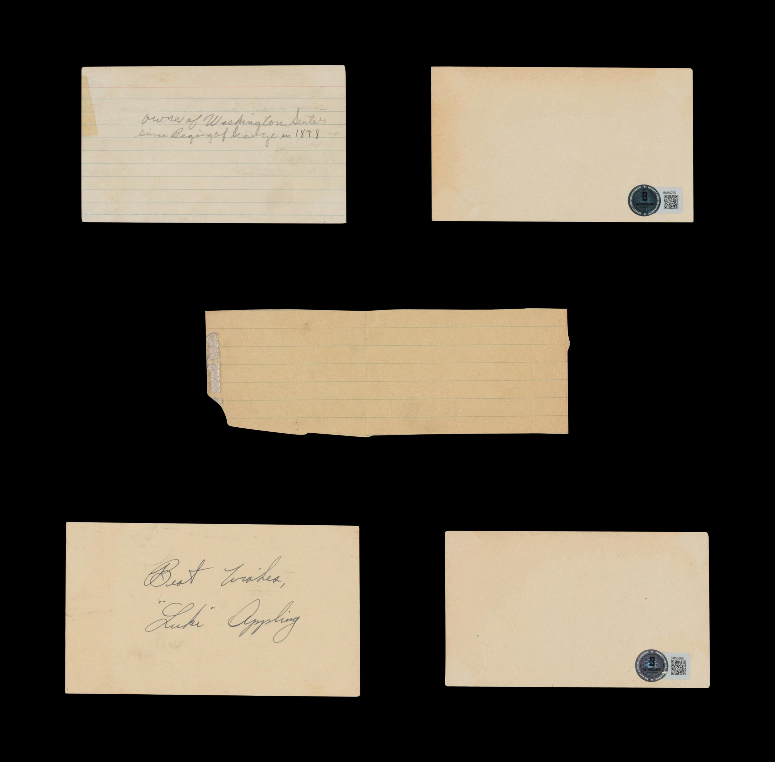 A Collection of Vintage Baseball Hall of Fame Signed Autograph Cuts (Beckett Authentication Services)