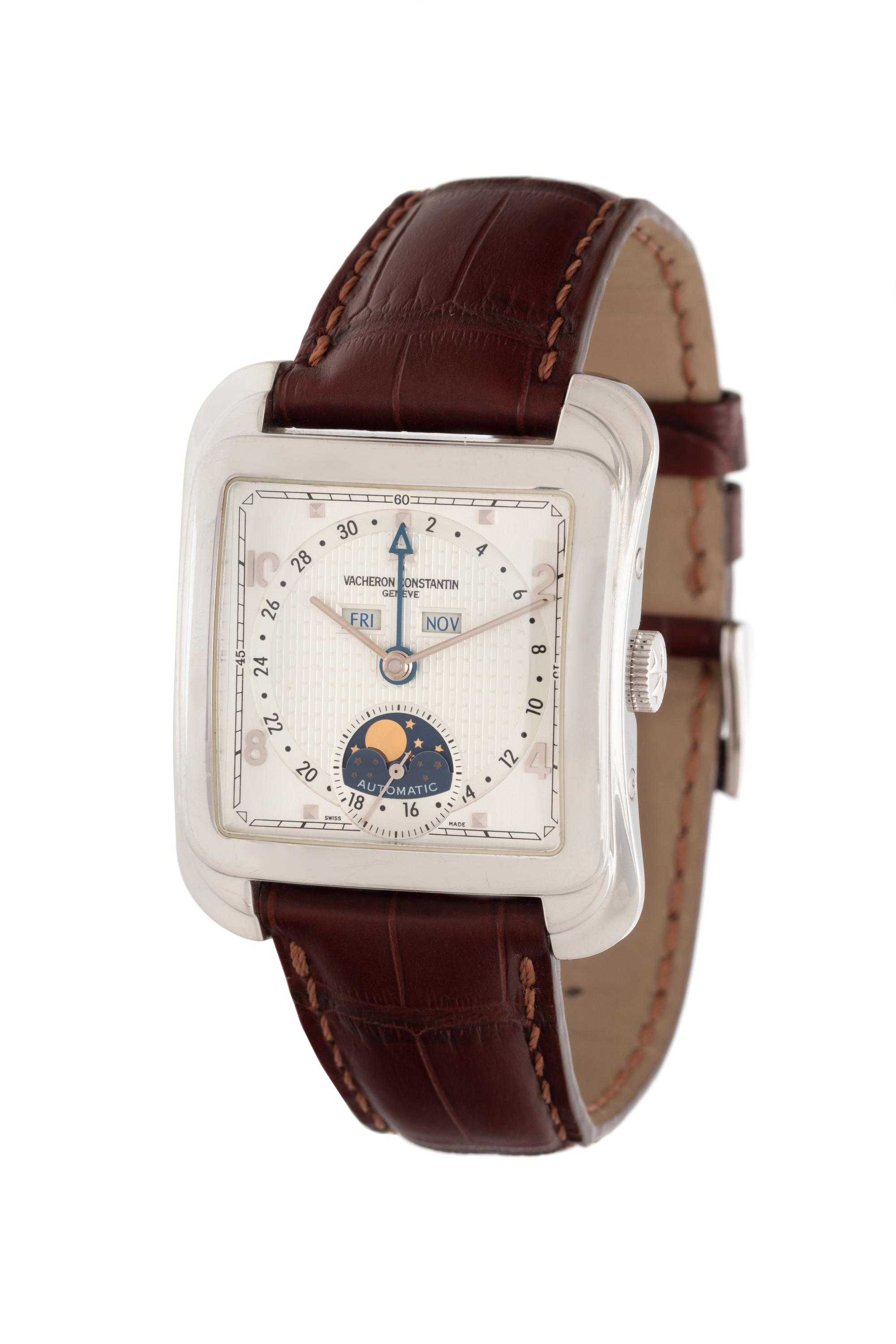 VACHERON CONSTANTIN, 18K WHITE GOLD REF. 47300 TRIPLE DATE MOON PHASE 'TOLEDO' WRISTWATCH