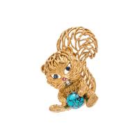 CARTIER, YELLOW GOLD AND MULTIGEM SQUIRREL BROOCH