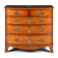 A Late George III Paint-Decorated Mahogany Bow-Front Chest of Drawers