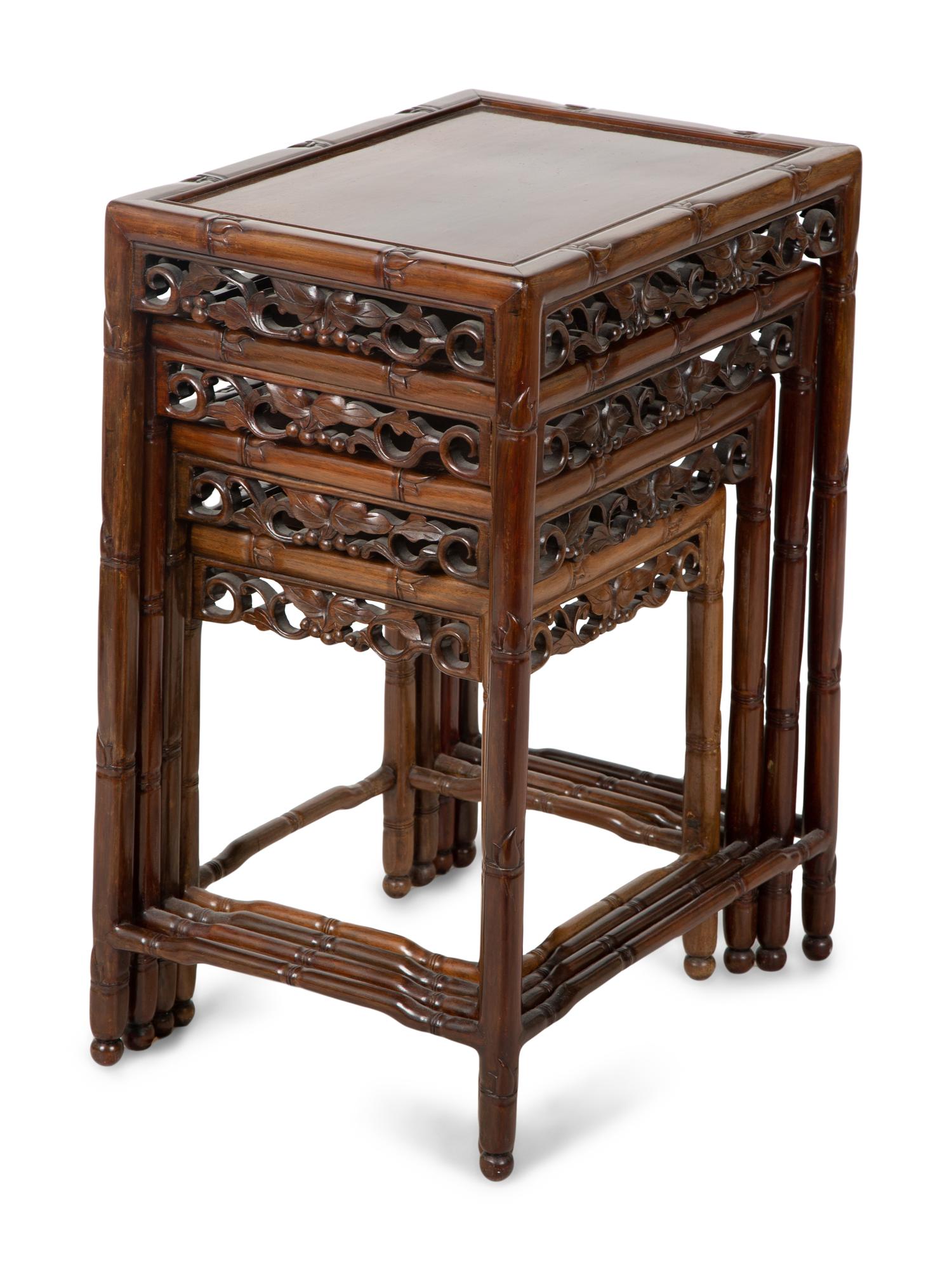 A Chinese Rosewood Nest of Four Tables — 19TH/20TH CENTURY