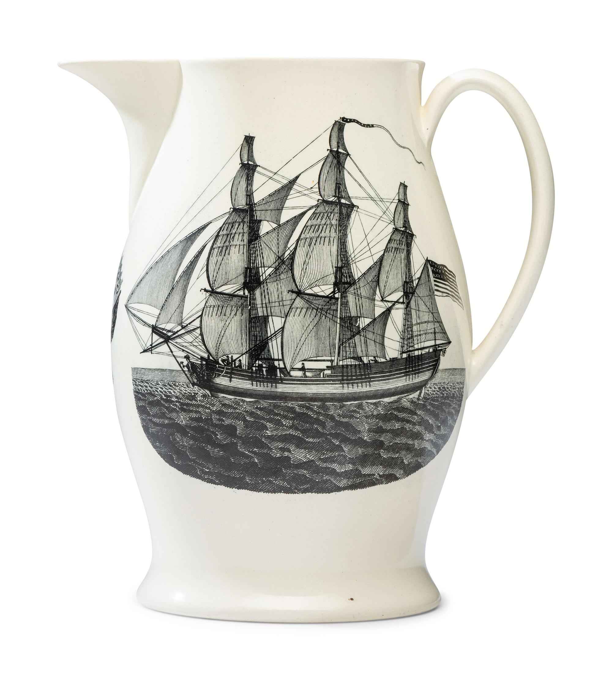 A Liverpool Creamware 'Washington in Glory, America in Tears' Pitcher