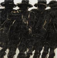 Lester F. Johnson, (American, 1919-2010), Four Men/Hats, 1969