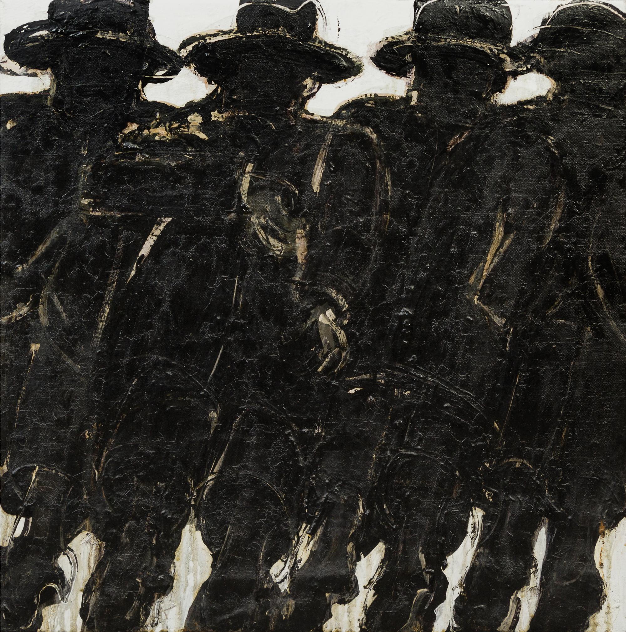 Lester F. Johnson, (American, 1919-2010), Four Men/Hats, 1969