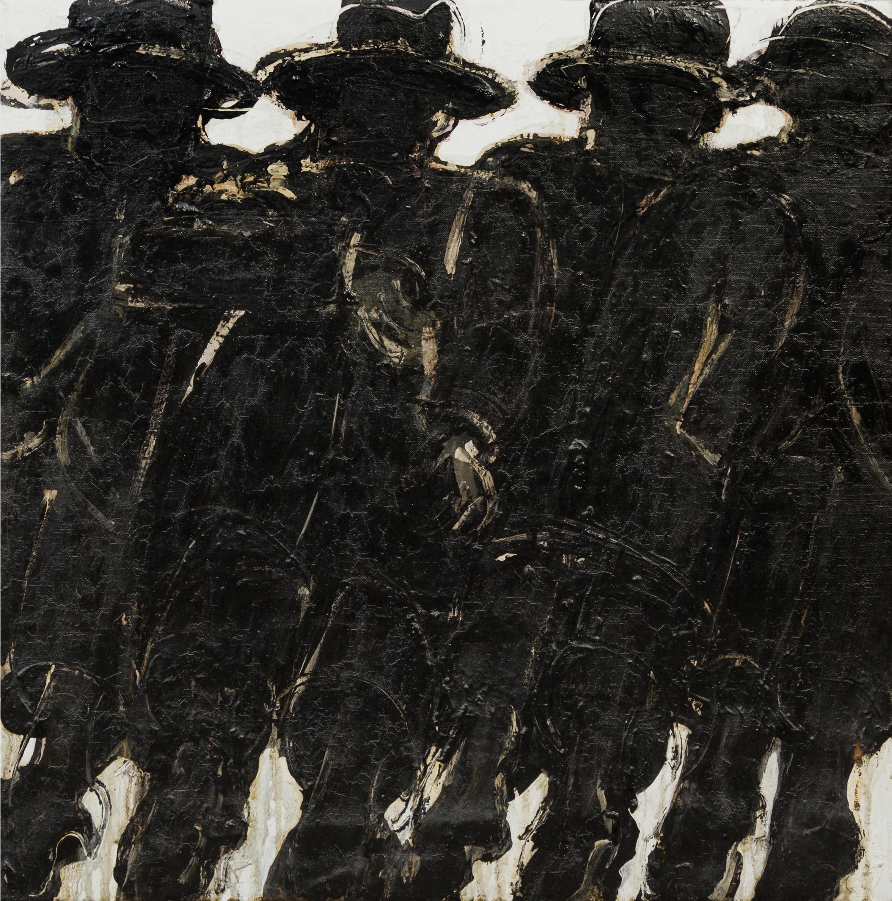 Lester F. Johnson, (American, 1919-2010), Four Men/Hats, 1969