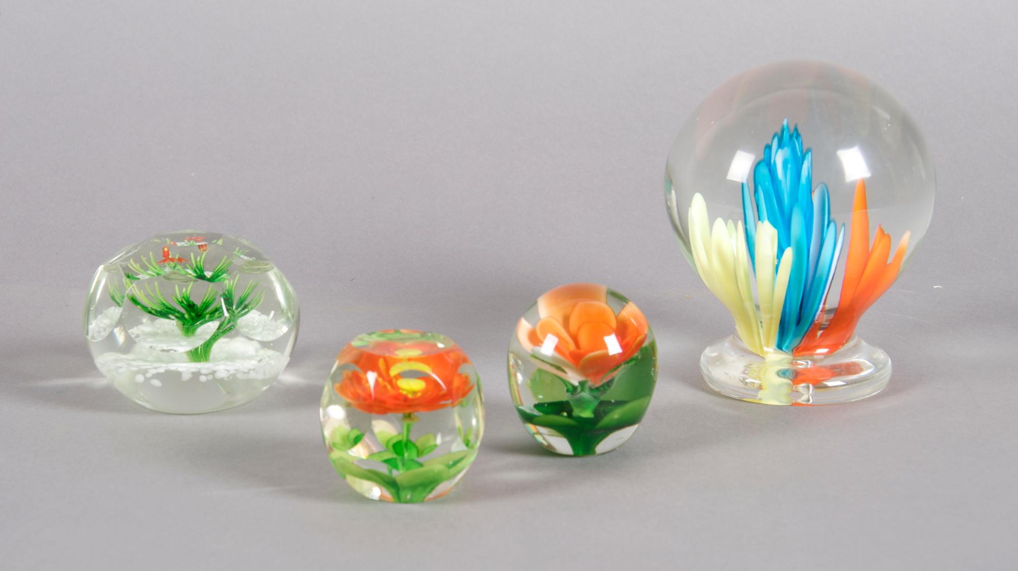 A Collection of Four Paperweights, Height of first 5 1/2 inches.