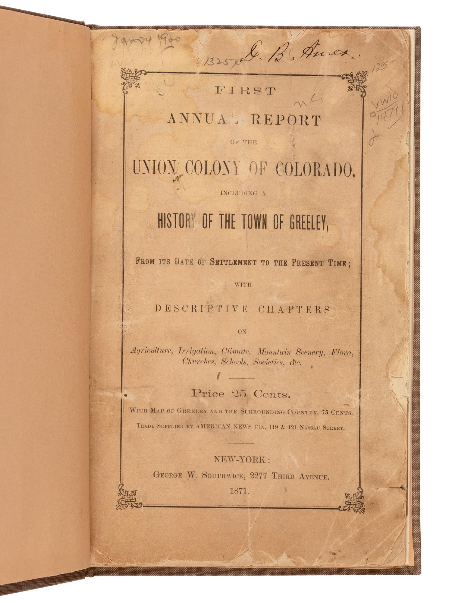 [COLORADO]. HALL, Frank (1836-1918). History of the State of Colorado. Chicago: The Blakely Printing Company, 1889-1895.