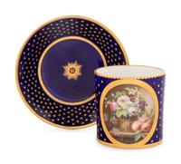 A Sèvres Beau Bleu Porcelain Coffee Can and a Saucer ( Gobelet 'Litron', 2ème Grandeur et sa Soucoupe, 3ème Grandeur )