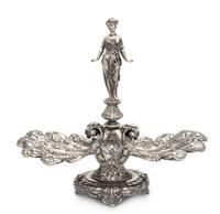 An English Silver-Plate Centerpiece, Elkington & Co., Birmingham, 19th Century, the central figure in the form of a draped maiden flank