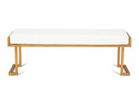 A Contemporary Brass Base Bench with White Upholstered Seat — 21st century